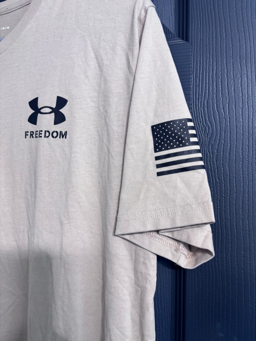 Under Armour Freedom Short Sleeve Tee in Light Tan with Black Logo - Picture 2 of 4